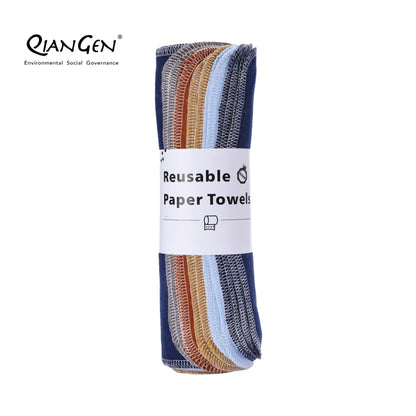 QianGen Eco-Washable Cloth Paper Towels 10 x 12" | Reusable Paper Towels, Absorbent & Soft Unpaper Towels | Zero Waste Paperless Napkins Rolls - 24 count roll