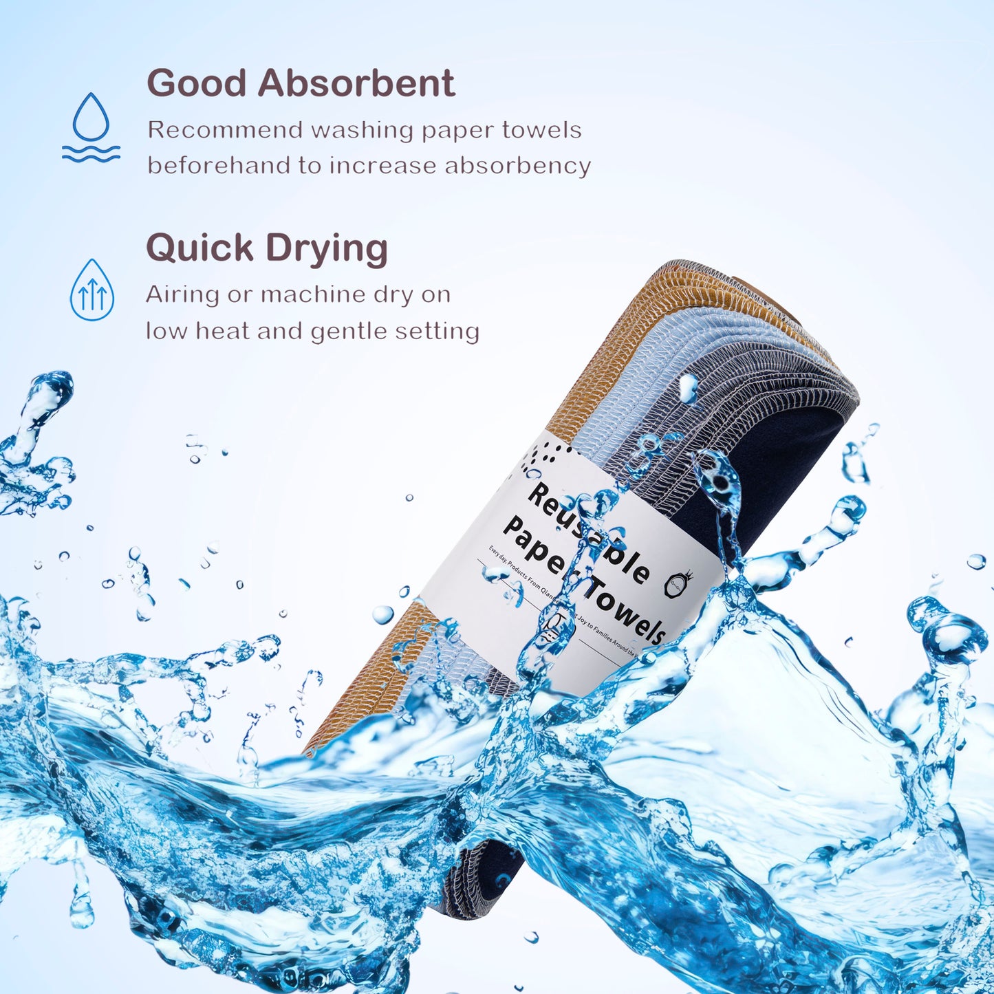 High absorbency cotton flannel towel soaking up water quick drying technology