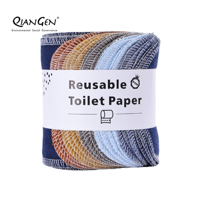 QianGen Reusable Toilet Paper Cloth 4.3 x 12" - Soft, Washable Bidet Wipes | Eco-Friendly Cloth Toilet Paper | Unpaper Towels - 24 count roll