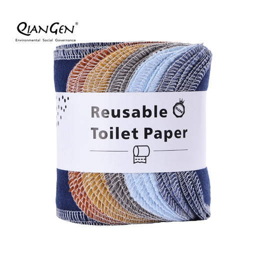 QianGen Reusable Toilet Paper Cloth 4.3 x 12" - Soft, Washable Bidet Wipes | Eco-Friendly Cloth Toilet Paper | Unpaper Towels - 24 count roll
