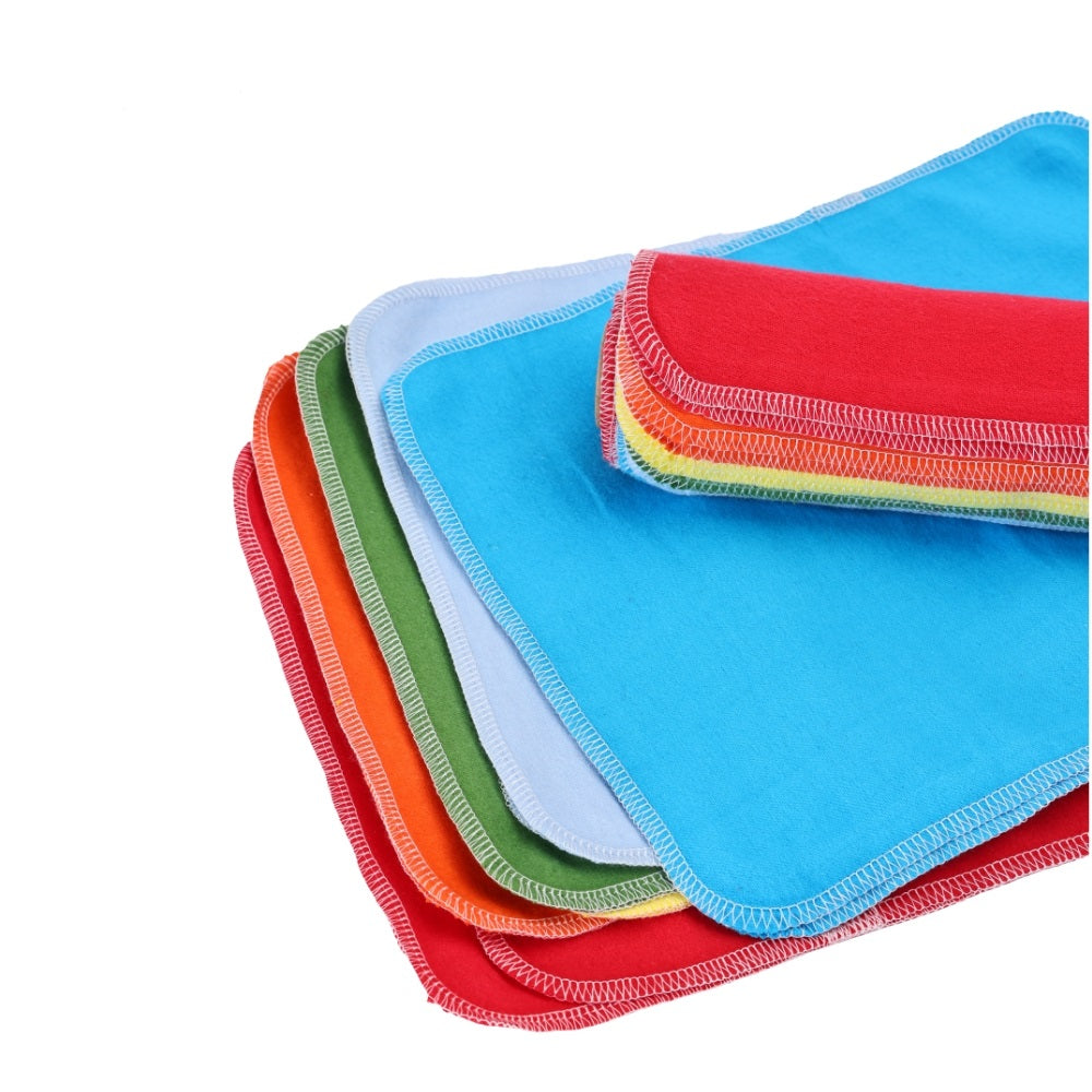Bright rainbow color block unpaper towels washable cleaning cloths folded