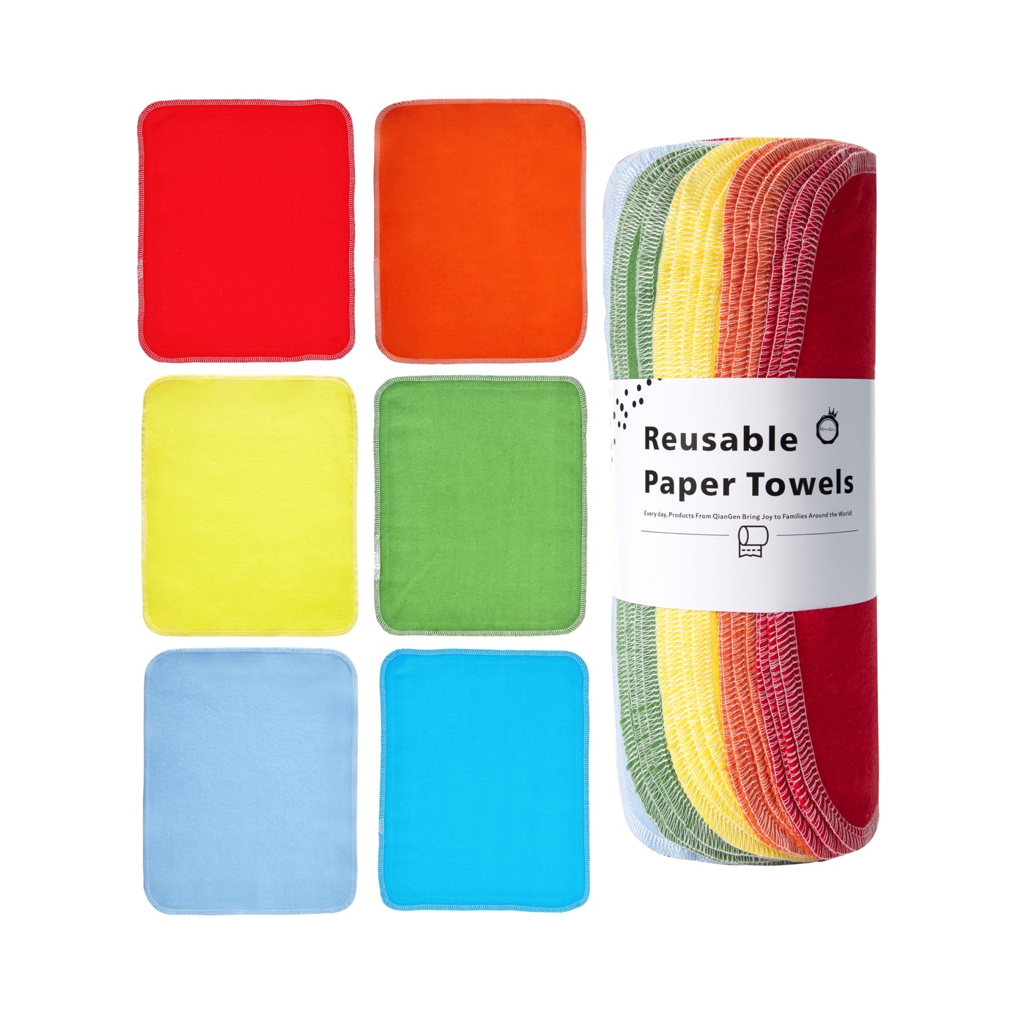 Multicolor reusable paper towels Rainbow primary colors roll for kids lunchbox