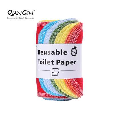 QianGen Reusable Toilet Paper Cloth 4.3 x 12" - Soft, Washable Bidet Wipes | Eco-Friendly Cloth Toilet Paper | Unpaper Towels - 24 count roll