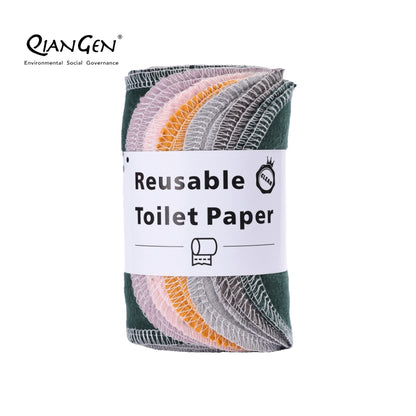 QianGen Reusable Toilet Paper Cloth 4.3 x 12" - Soft, Washable Bidet Wipes | Eco-Friendly Cloth Toilet Paper | Unpaper Towels - 24 count roll