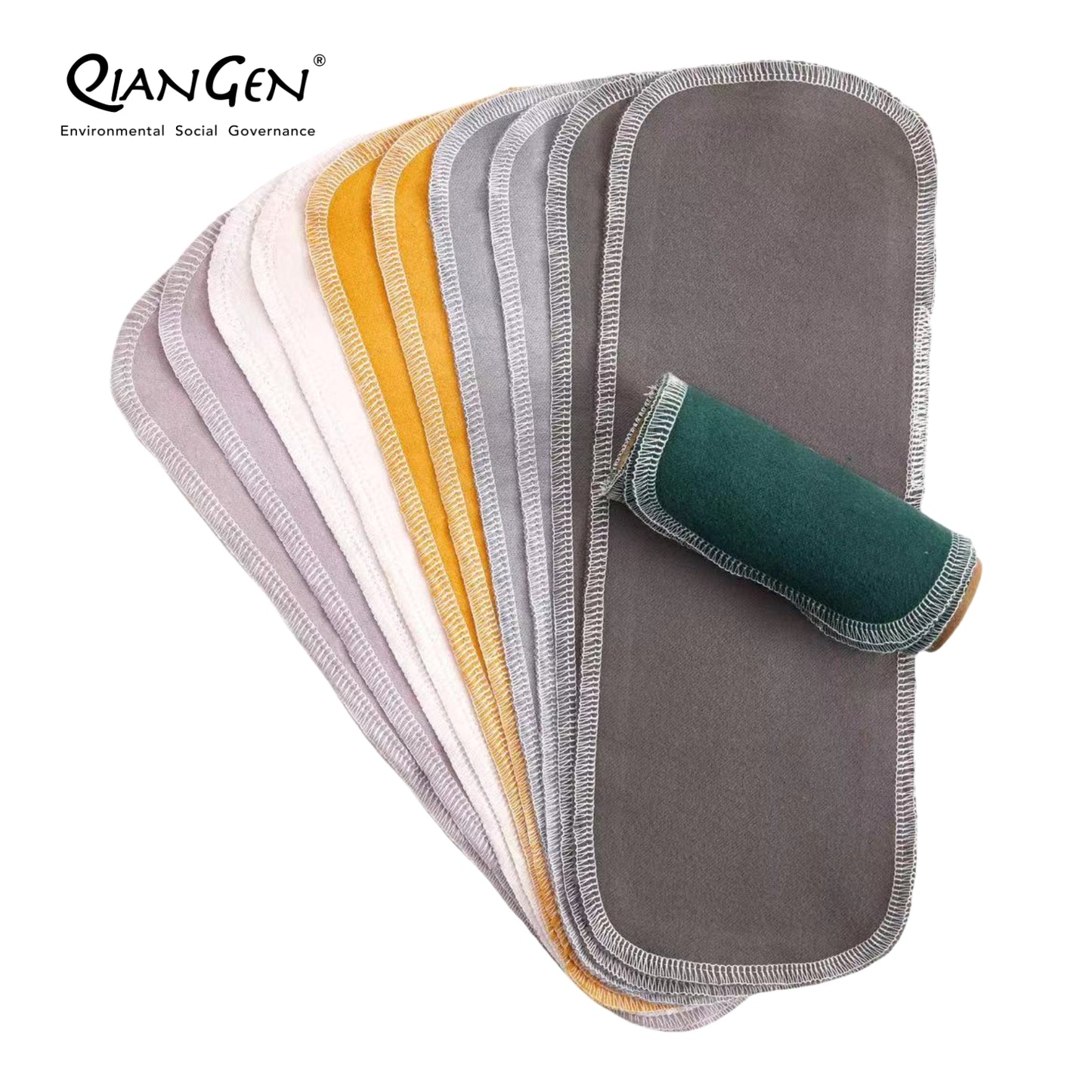 QianGen Reusable Toilet Paper Cloth 4.3 x 12" - Soft, Washable Bidet Wipes | Eco-Friendly Cloth Toilet Paper | Unpaper Towels - 24 count roll