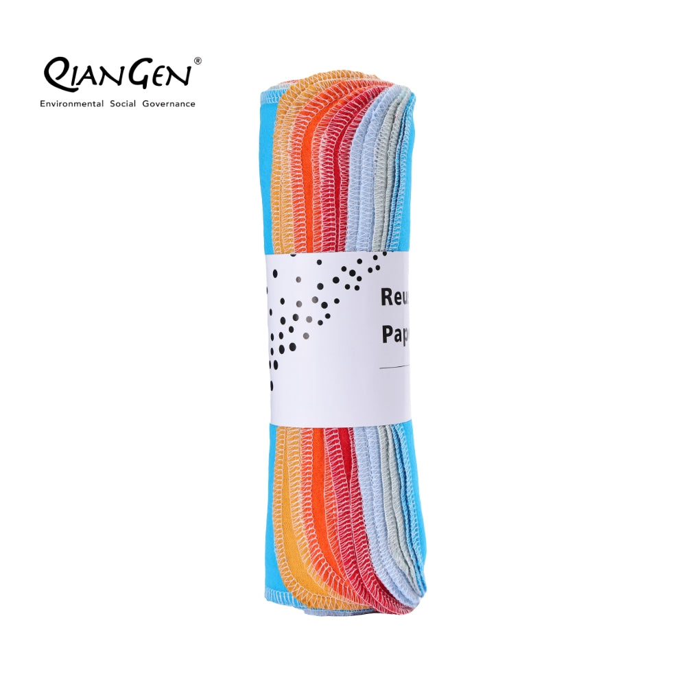 QianGen Eco-Washable Cloth Paper Towels 10 x 12" | Reusable Paper Towels, Absorbent & Soft Unpaper Towels | Zero Waste Paperless Napkins Rolls - 24 count roll