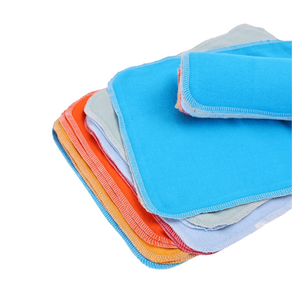 Peach and citrus color washcloths folded soft flannel detail Sunset theme