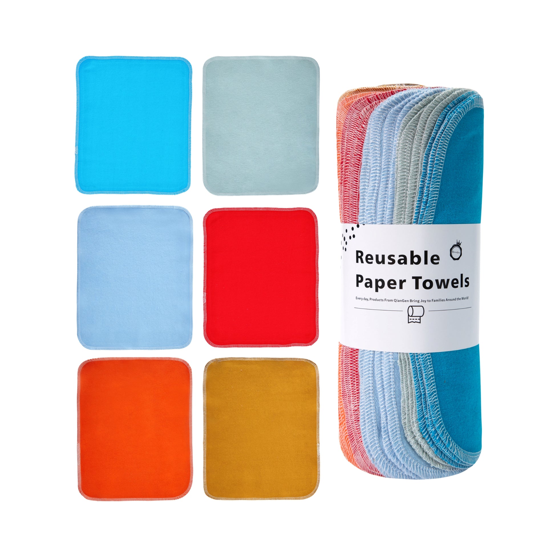 Warm orange and yellow reusable paper towels Sunset roll for kitchen decor