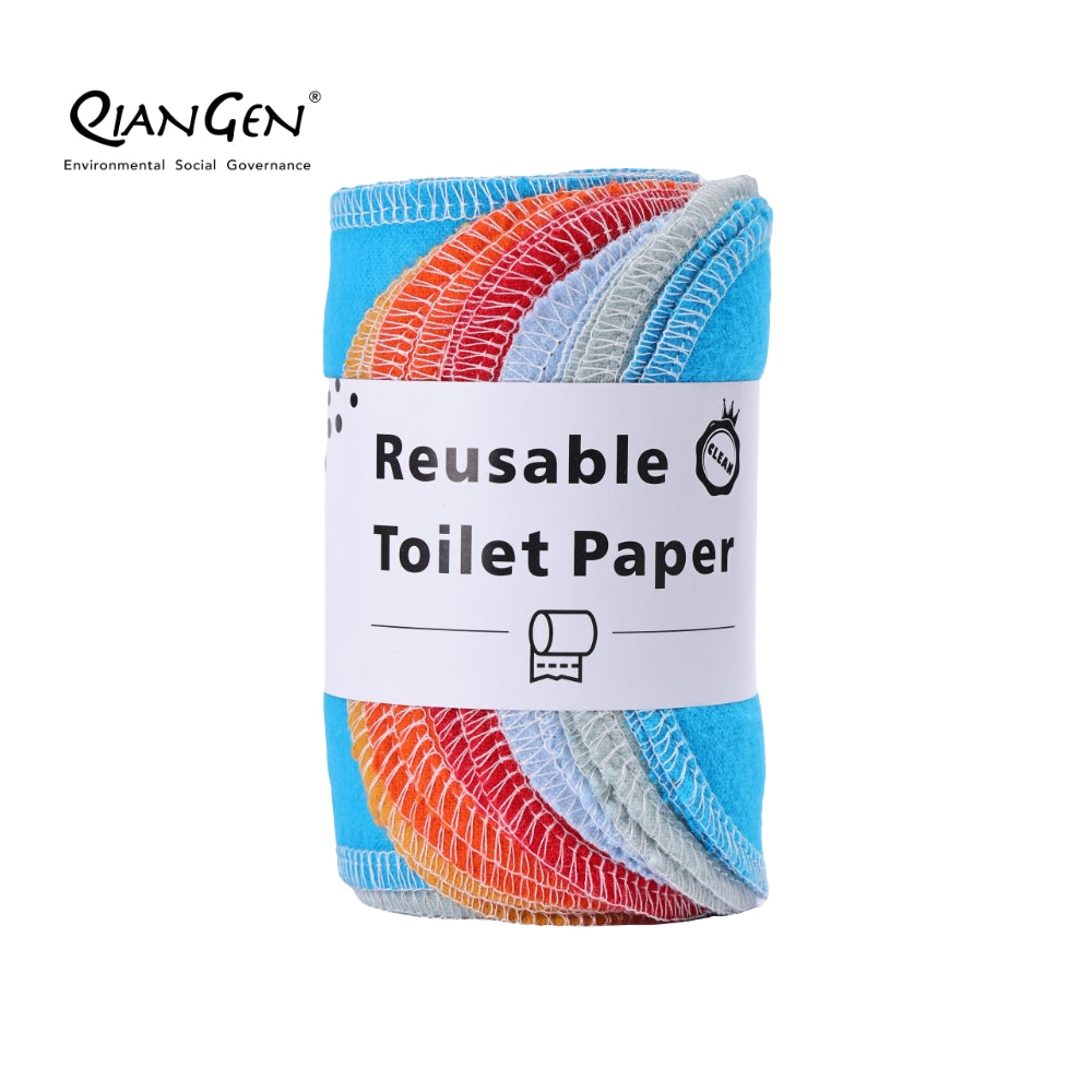QianGen Reusable Toilet Paper Cloth 4.3 x 12" - Soft, Washable Bidet Wipes | Eco-Friendly Cloth Toilet Paper | Unpaper Towels - 24 count roll