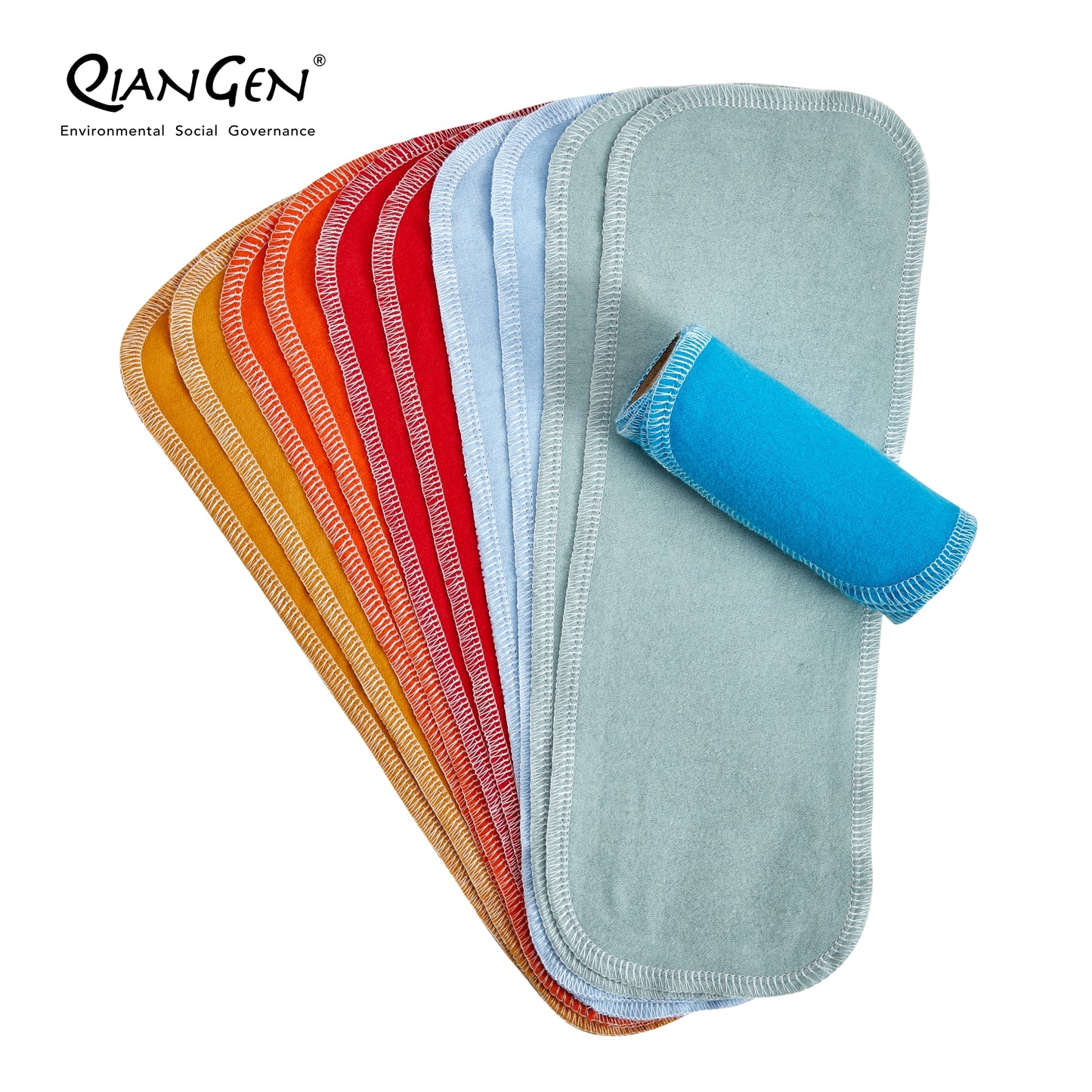 QianGen Reusable Toilet Paper Cloth 4.3 x 12" - Soft, Washable Bidet Wipes | Eco-Friendly Cloth Toilet Paper | Unpaper Towels - 24 count roll