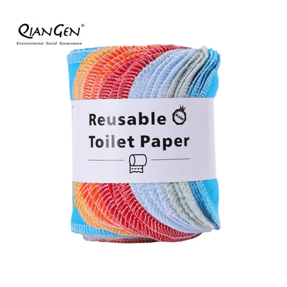 QianGen Reusable Toilet Paper Cloth 4.3 x 12" - Soft, Washable Bidet Wipes | Eco-Friendly Cloth Toilet Paper | Unpaper Towels - 24 count roll