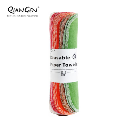QianGen Eco-Washable Cloth Paper Towels 10 x 12" | Reusable Paper Towels, Absorbent & Soft Unpaper Towels | Zero Waste Paperless Napkins Rolls - 24 count roll