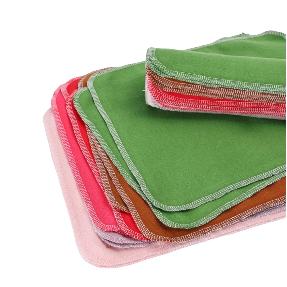 Folded cotton flannel cloth napkins earth tones stack stain resistant cleaning cloths