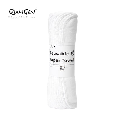 QianGen Eco-Washable Cloth Paper Towels 10 x 12" | Reusable Paper Towels, Absorbent & Soft Unpaper Towels | Zero Waste Paperless Napkins Rolls - 24 count roll