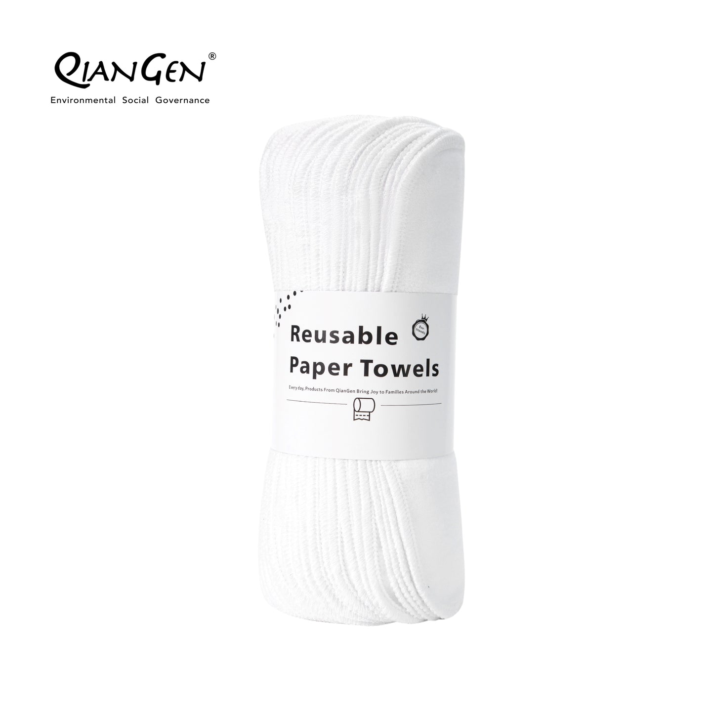 QianGen Eco-Washable Cloth Paper Towels 10 x 12" | Reusable Paper Towels, Absorbent & Soft Unpaper Towels | Zero Waste Paperless Napkins Rolls - 24 count roll