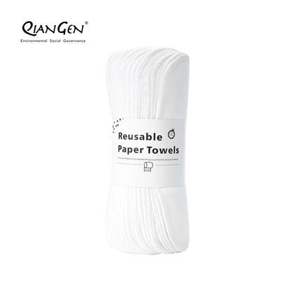 QianGen Eco-Washable Cloth Paper Towels 10 x 12" | Reusable Paper Towels, Absorbent & Soft Unpaper Towels | Zero Waste Paperless Napkins Rolls - 24 count roll
