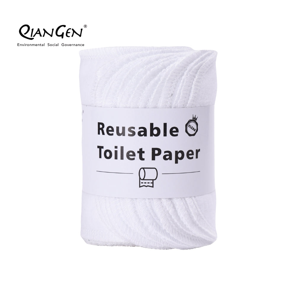 QianGen Reusable Toilet Paper Cloth 4.3 x 12" - Soft, Washable Bidet Wipes | Eco-Friendly Cloth Toilet Paper | Unpaper Towels - 24 count roll