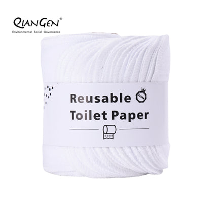 QianGen Reusable Toilet Paper Cloth 4.3 x 12" - Soft, Washable Bidet Wipes | Eco-Friendly Cloth Toilet Paper | Unpaper Towels - 24 count roll