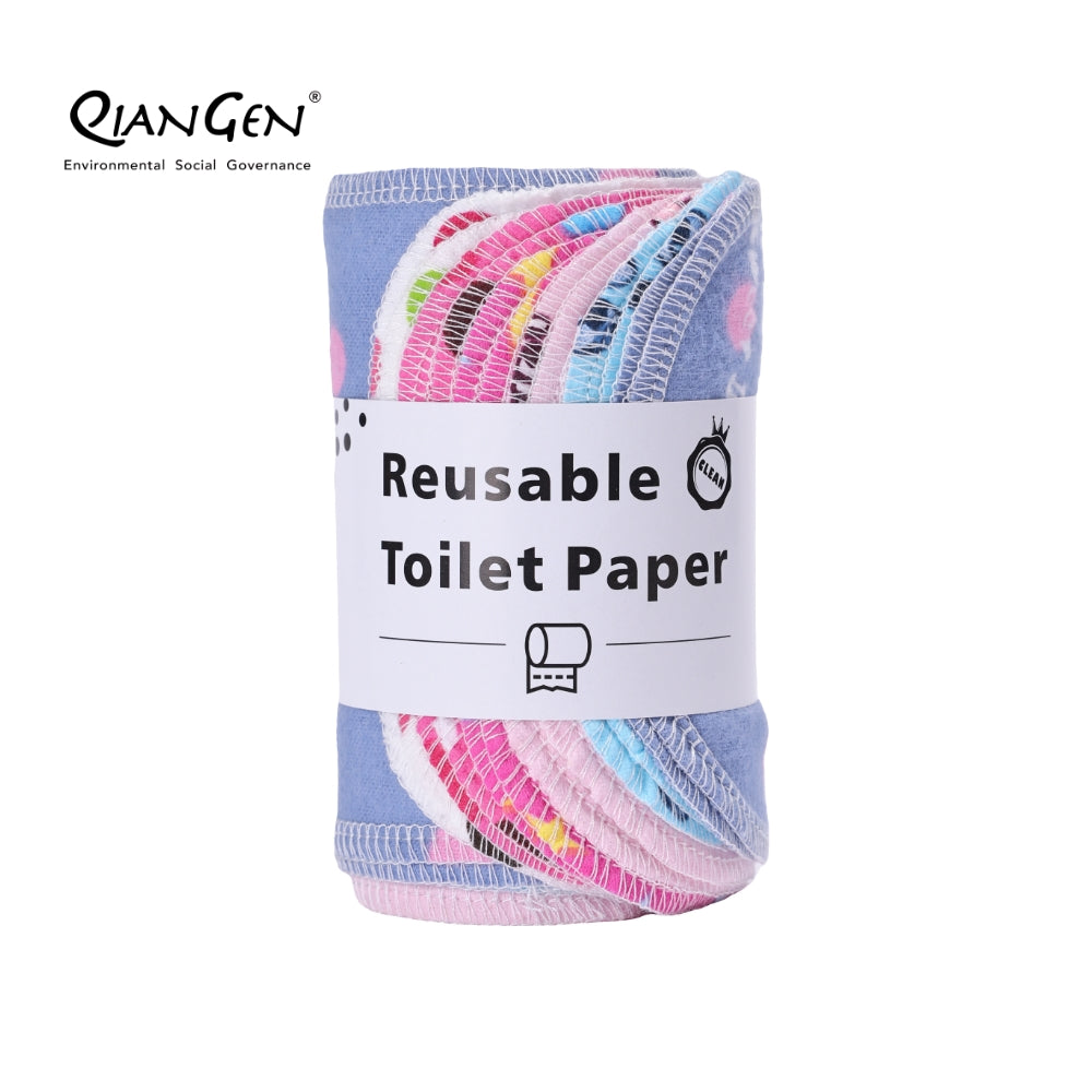 QianGen Reusable Toilet Paper Cloth 4.3 x 12" - Soft, Washable Bidet Wipes | Eco-Friendly Cloth Toilet Paper | Unpaper Towels - 24 count roll