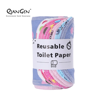 QianGen Reusable Toilet Paper Cloth 4.3 x 12" - Soft, Washable Bidet Wipes | Eco-Friendly Cloth Toilet Paper | Unpaper Towels - 24 count roll