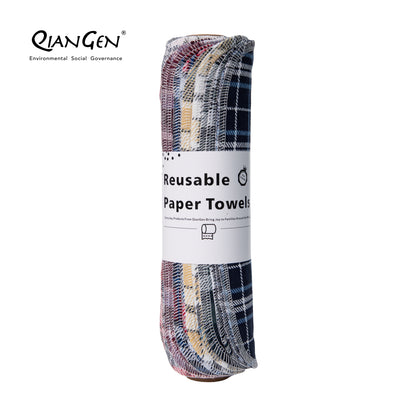 QianGen Eco-Washable Cloth Paper Towels 10 x 12" | Reusable Paper Towels, Absorbent & Soft Unpaper Towels | Zero Waste Paperless Napkins Rolls - 24 count roll