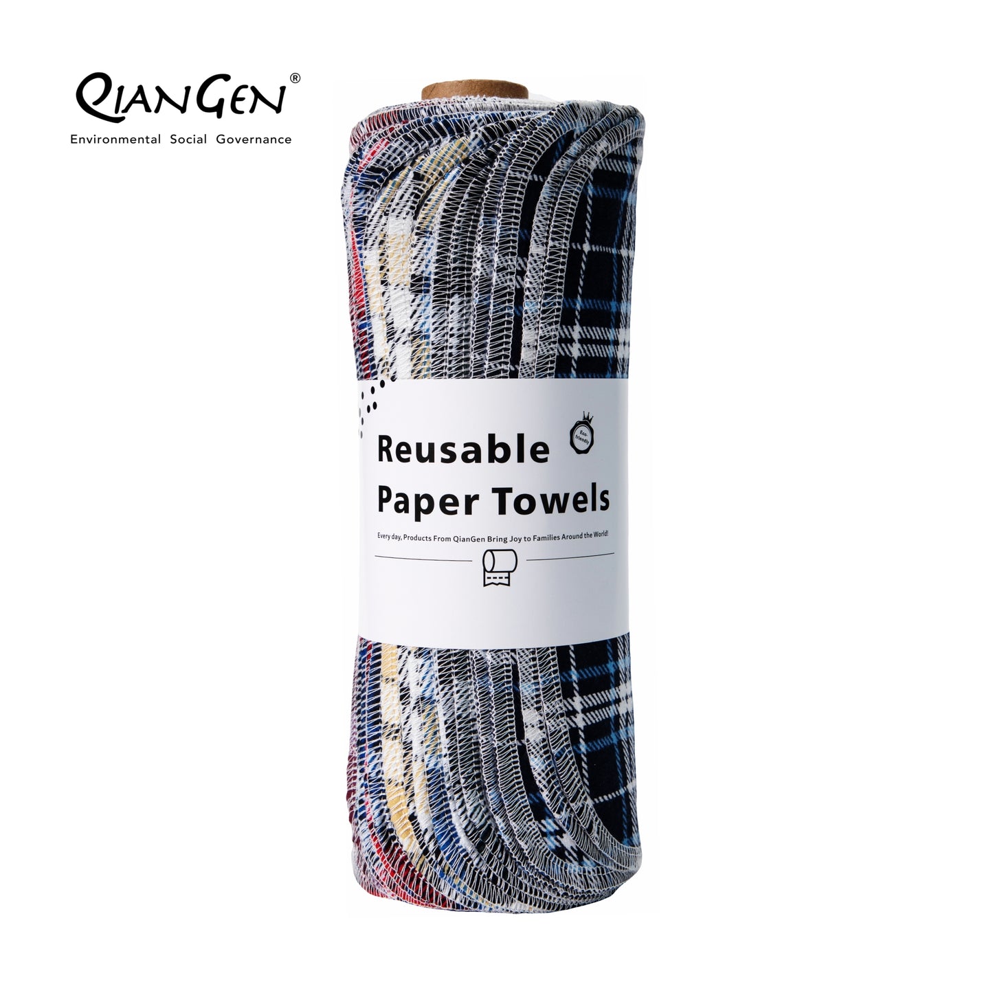 QianGen Eco-Washable Cloth Paper Towels 10 x 12" | Reusable Paper Towels, Absorbent & Soft Unpaper Towels | Zero Waste Paperless Napkins Rolls - 24 count roll