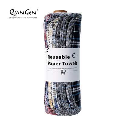 QianGen Eco-Washable Cloth Paper Towels 10 x 12" | Reusable Paper Towels, Absorbent & Soft Unpaper Towels | Zero Waste Paperless Napkins Rolls - 24 count roll