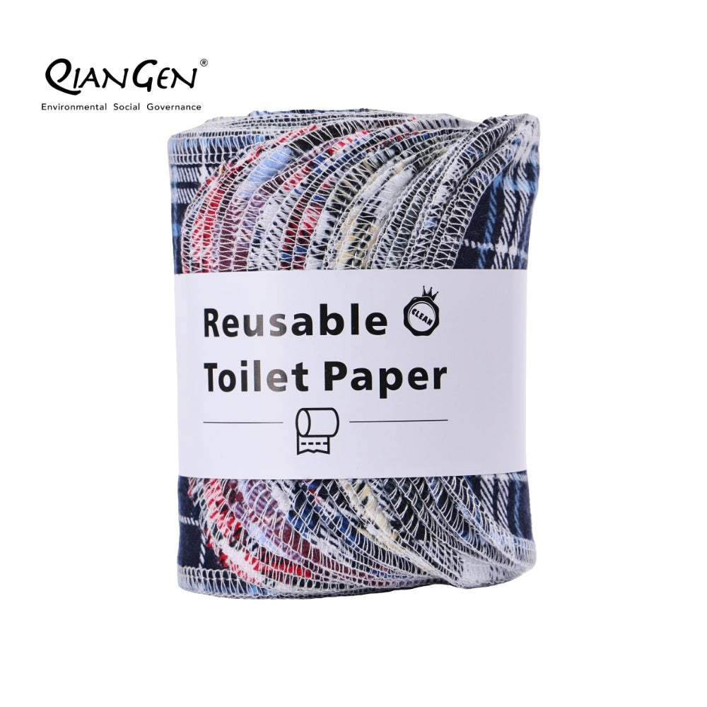 QianGen Reusable Toilet Paper Cloth 4.3 x 12" - Soft, Washable Bidet Wipes | Eco-Friendly Cloth Toilet Paper | Unpaper Towels - 24 count roll