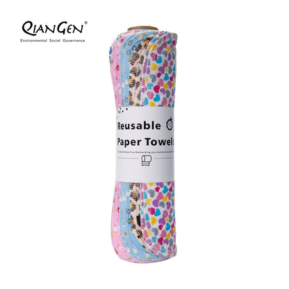 QianGen Eco-Washable Cloth Paper Towels 10 x 12" | Reusable Paper Towels, Absorbent & Soft Unpaper Towels | Zero Waste Paperless Napkins Rolls - 24 count roll