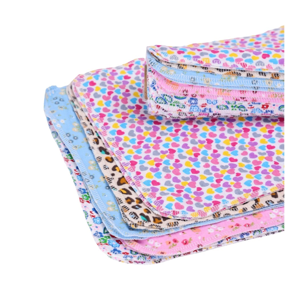 Vintage style cloth napkins leopard print and small hearts mix folded