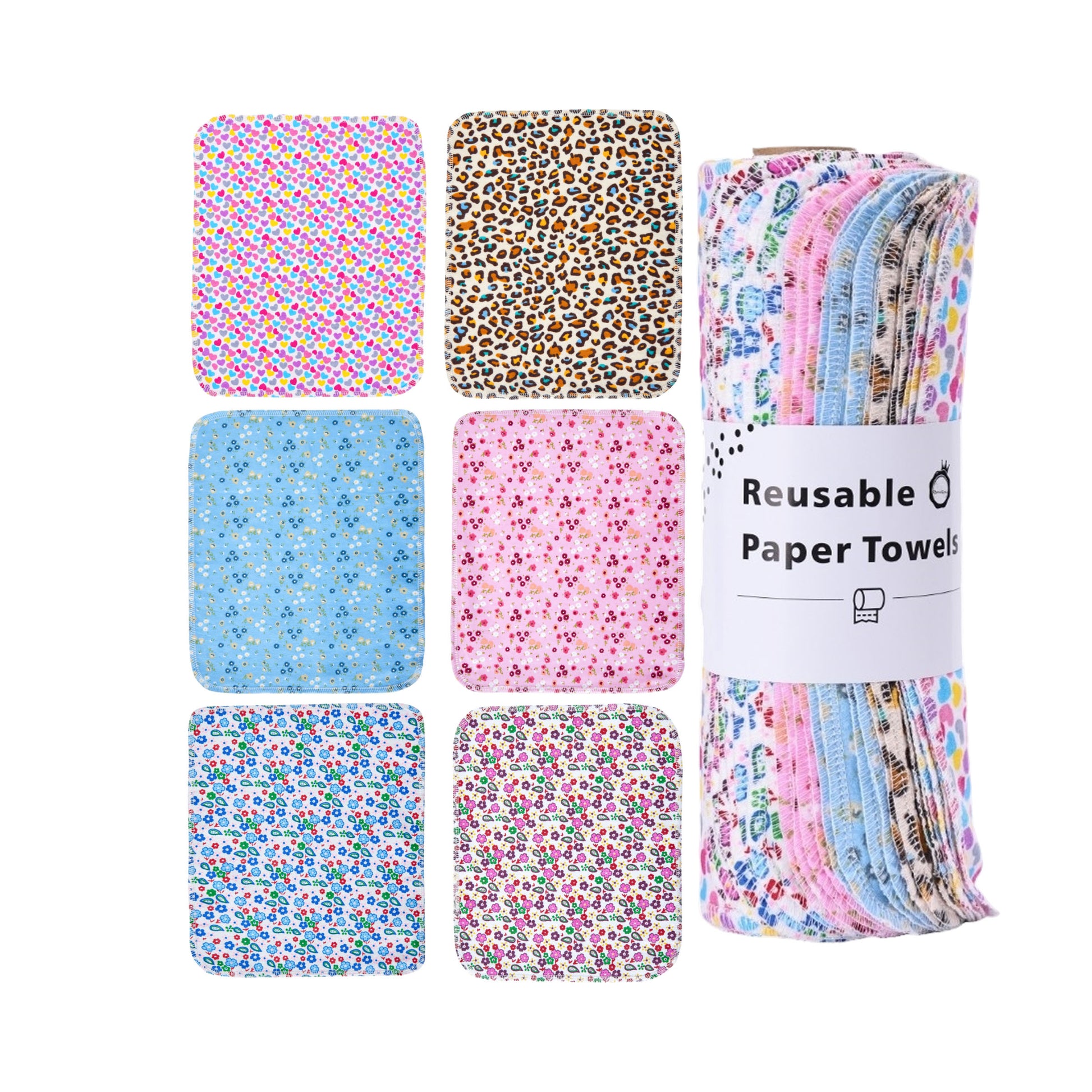 Shabby chic floral reusable paper towels roll pink cottagecore decor