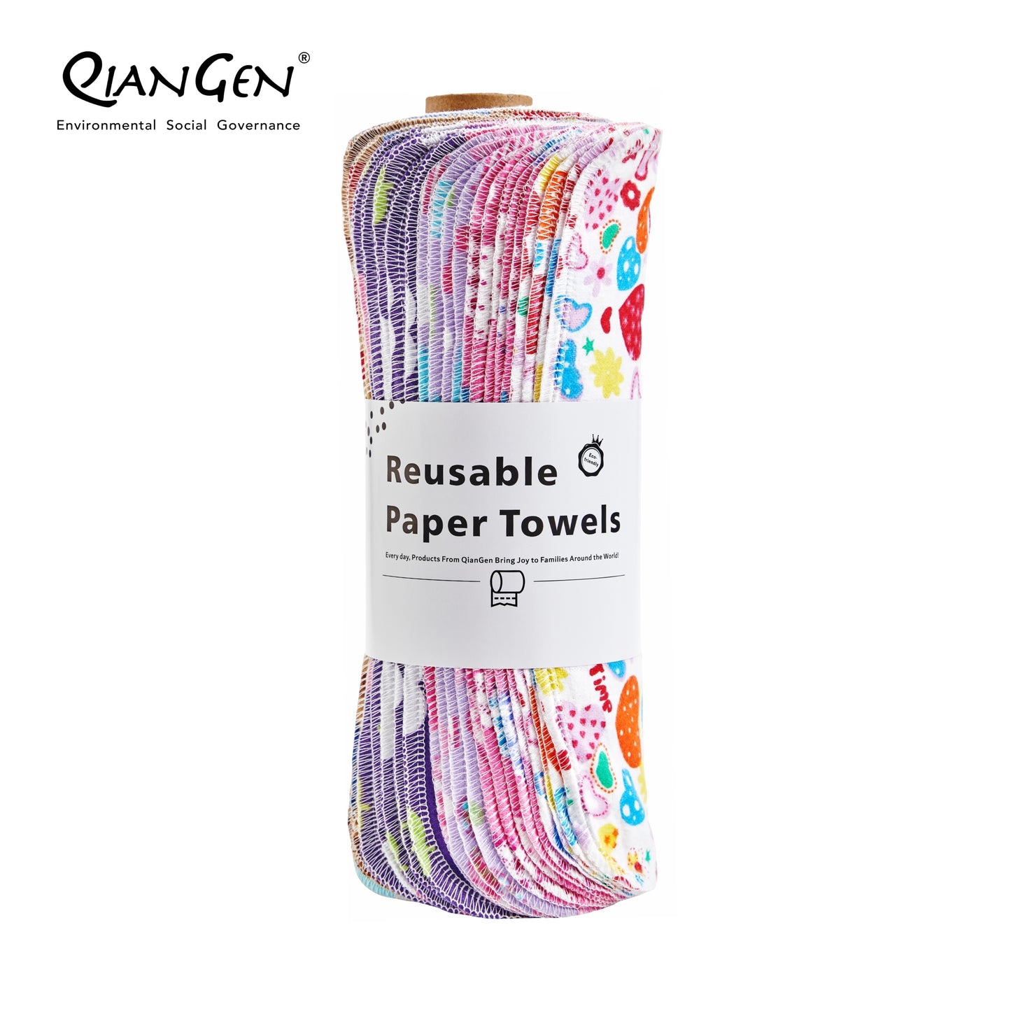 QianGen Eco-Washable Cloth Paper Towels 10 x 12" | Reusable Paper Towels, Absorbent & Soft Unpaper Towels | Zero Waste Paperless Napkins Rolls - 24 count roll