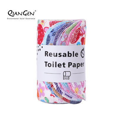 QianGen Reusable Toilet Paper Cloth 4.3 x 12" - Soft, Washable Bidet Wipes | Eco-Friendly Cloth Toilet Paper | Unpaper Towels - 24 count roll