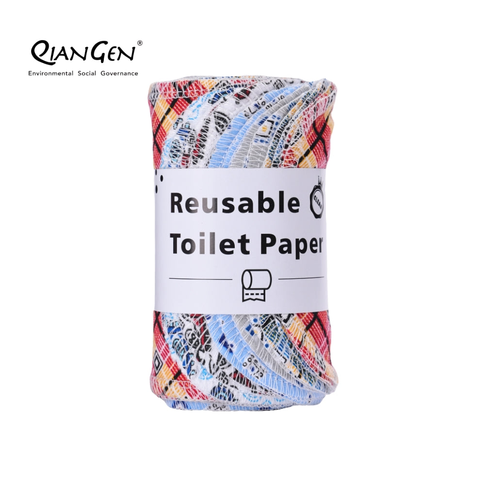 QianGen Reusable Toilet Paper Cloth 4.3 x 12" - Soft, Washable Bidet Wipes | Eco-Friendly Cloth Toilet Paper | Unpaper Towels - 24 count roll