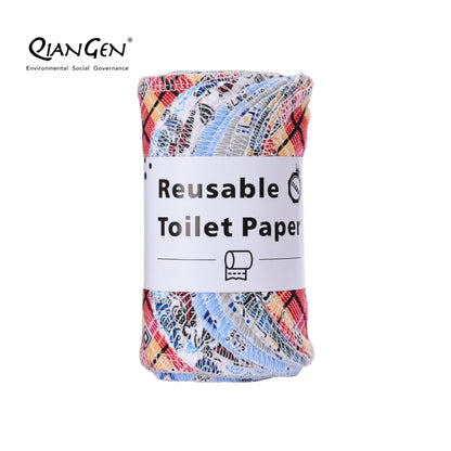 QianGen Reusable Toilet Paper Cloth 4.3 x 12" - Soft, Washable Bidet Wipes | Eco-Friendly Cloth Toilet Paper | Unpaper Towels - 24 count roll