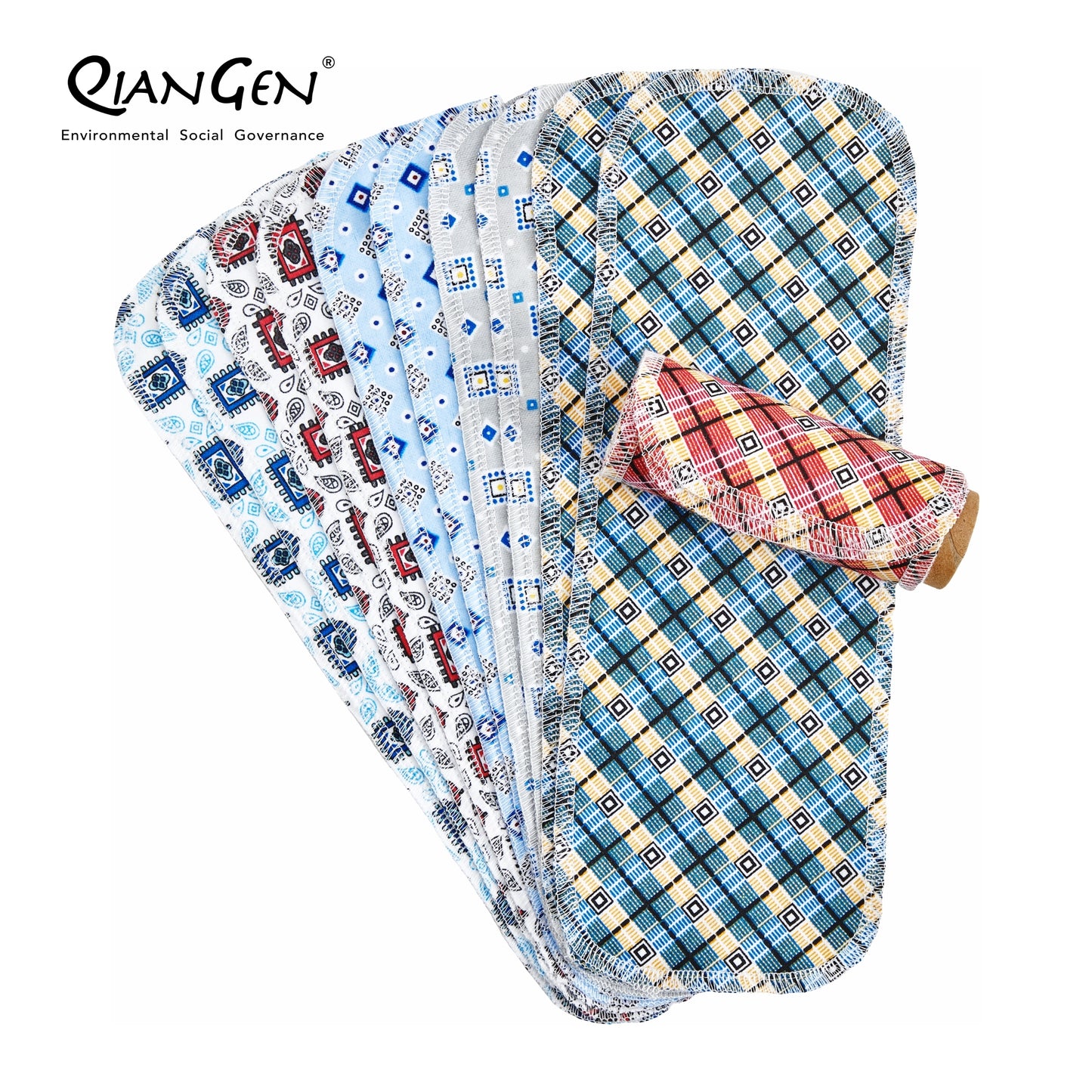 QianGen Reusable Toilet Paper Cloth 4.3 x 12" - Soft, Washable Bidet Wipes | Eco-Friendly Cloth Toilet Paper | Unpaper Towels - 24 count roll