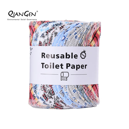 QianGen Reusable Toilet Paper Cloth 4.3 x 12" - Soft, Washable Bidet Wipes | Eco-Friendly Cloth Toilet Paper | Unpaper Towels - 24 count roll