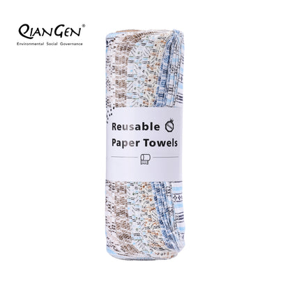 QianGen Eco-Washable Cloth Paper Towels 10 x 12" | Reusable Paper Towels, Absorbent & Soft Unpaper Towels | Zero Waste Paperless Napkins Rolls - 24 count roll