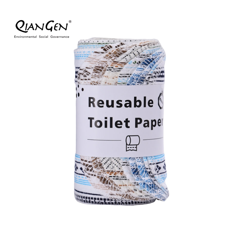 QianGen Reusable Toilet Paper Cloth 4.3 x 12" - Soft, Washable Bidet Wipes | Eco-Friendly Cloth Toilet Paper | Unpaper Towels - 24 count roll