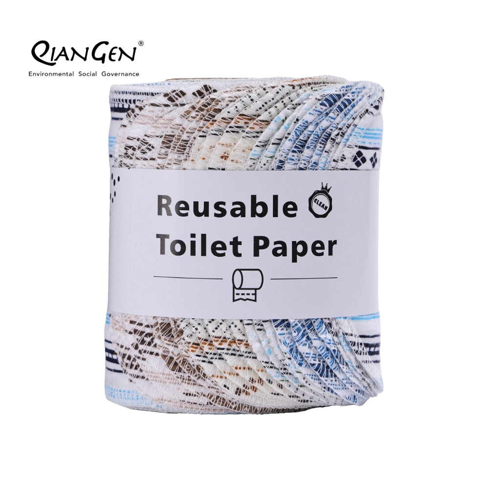 QianGen Reusable Toilet Paper Cloth 4.3 x 12" - Soft, Washable Bidet Wipes | Eco-Friendly Cloth Toilet Paper | Unpaper Towels - 24 count roll