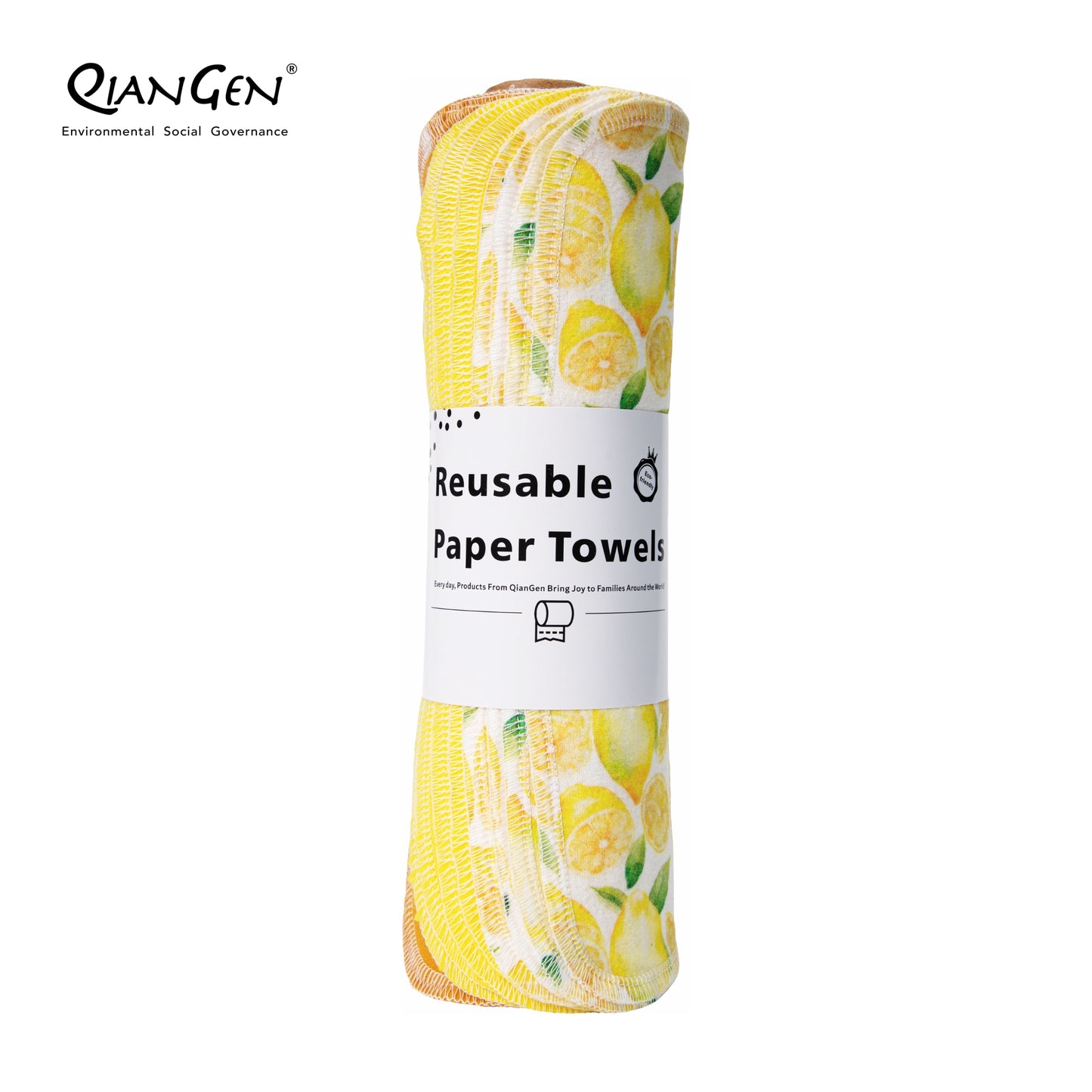 QianGen Fruit Series 10 x 12" Cloth Paper Towels - Vibrant Washable & Reusable Paper Towel | Eco-Friendly Unpaper Towels Roll for Kitchen - 24 count roll