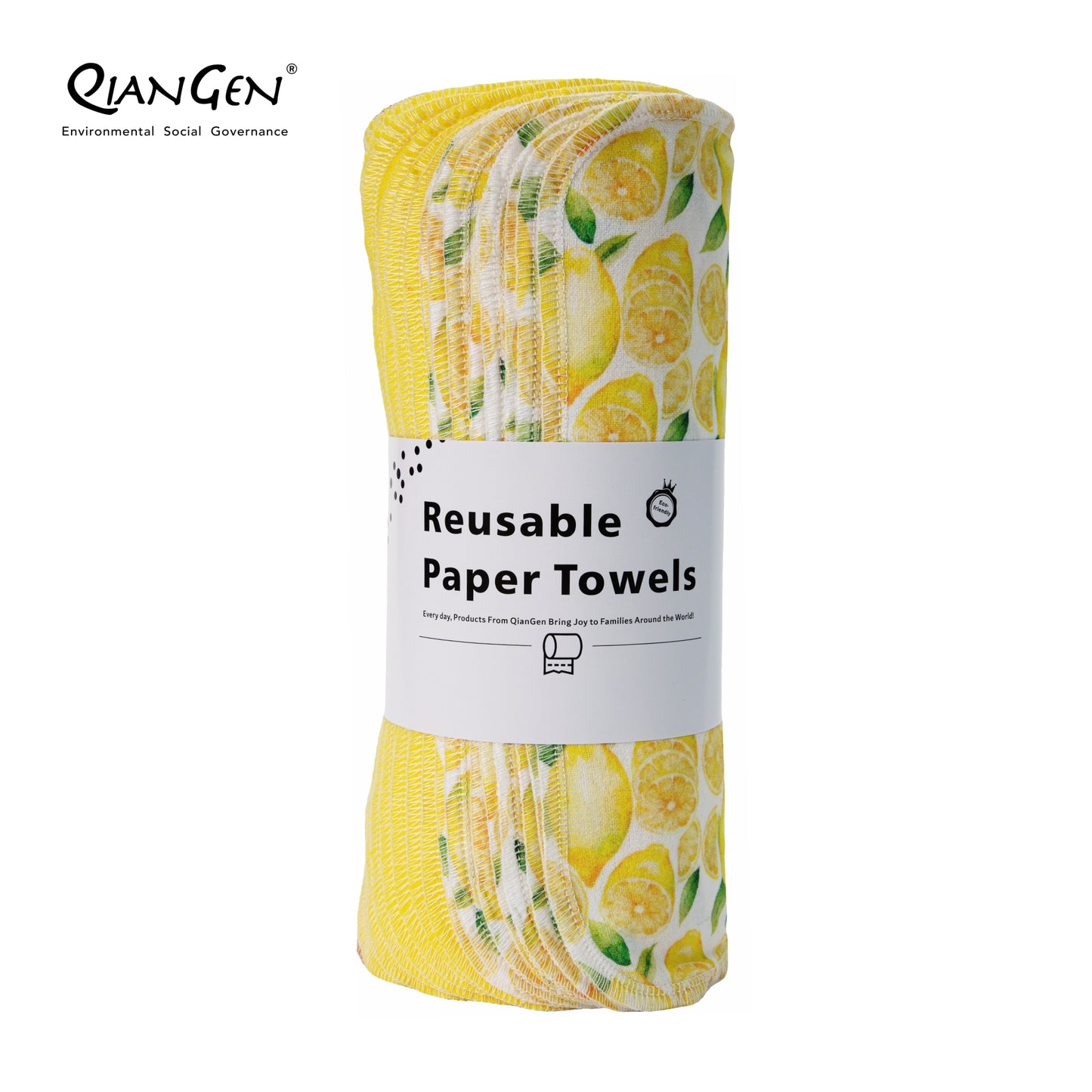 QianGen Fruit Series 10 x 12" Cloth Paper Towels - Vibrant Washable & Reusable Paper Towel | Eco-Friendly Unpaper Towels Roll for Kitchen - 24 count roll
