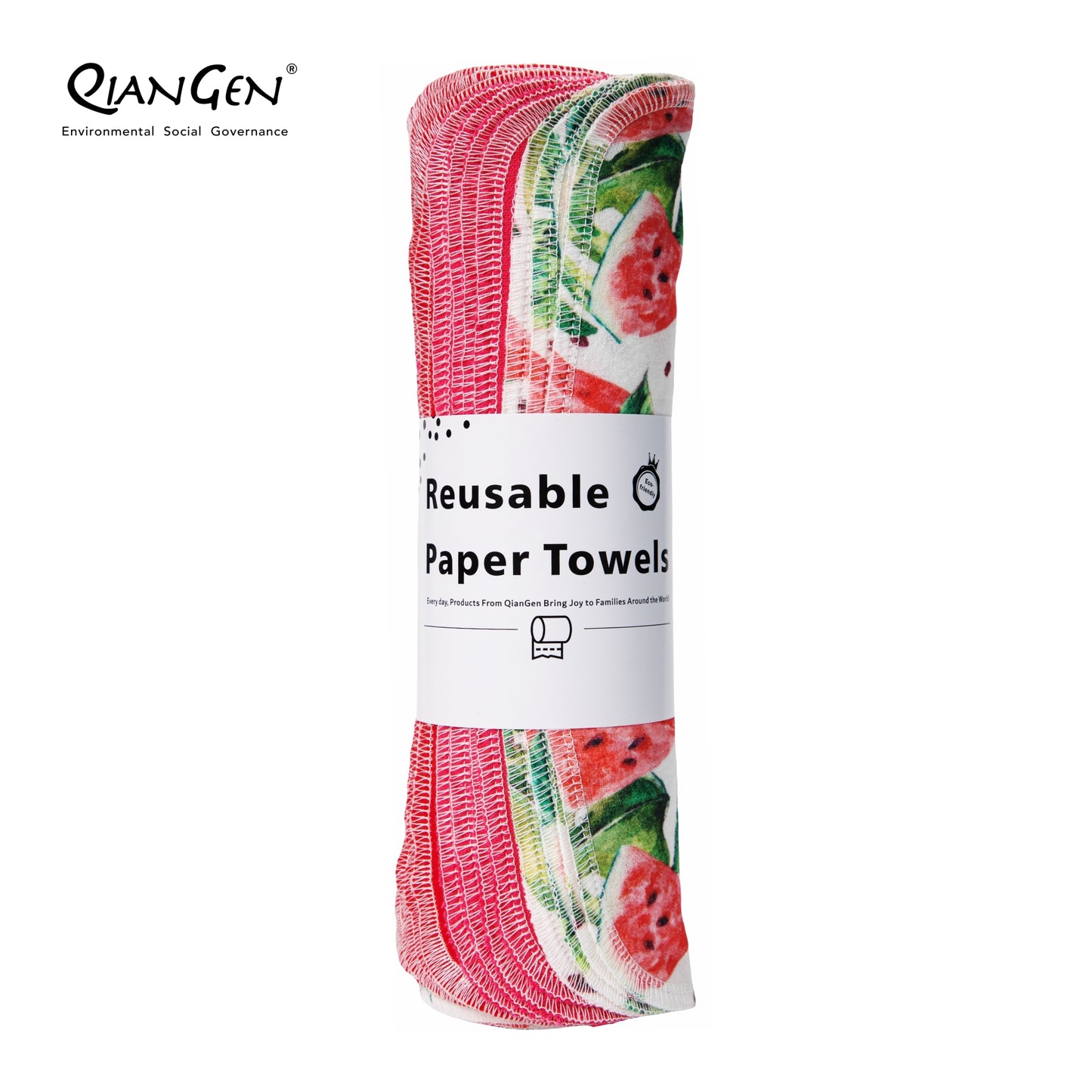 QianGen Fruit Series 10 x 12" Cloth Paper Towels - Vibrant Washable & Reusable Paper Towel | Eco-Friendly Unpaper Towels Roll for Kitchen - 24 count roll