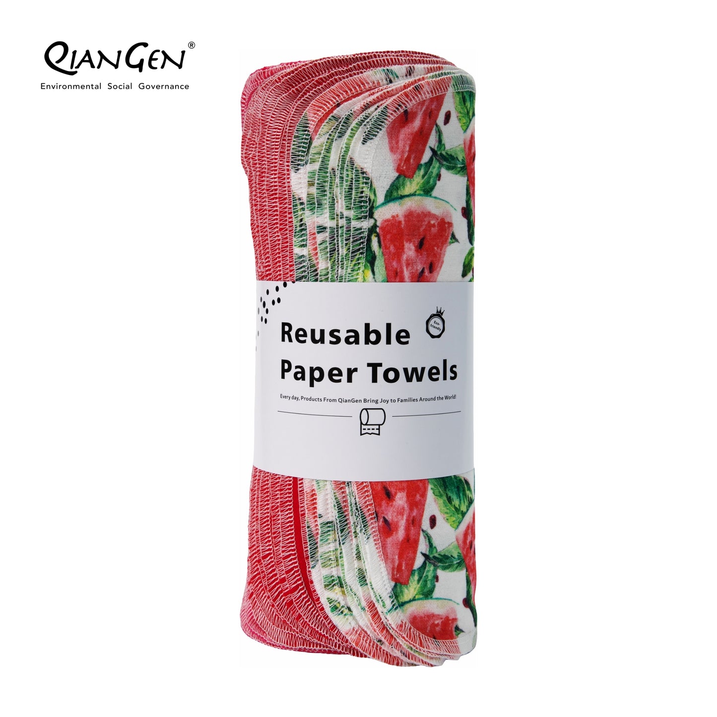 QianGen Fruit Series 10 x 12" Cloth Paper Towels - Vibrant Washable & Reusable Paper Towel | Eco-Friendly Unpaper Towels Roll for Kitchen - 24 count roll