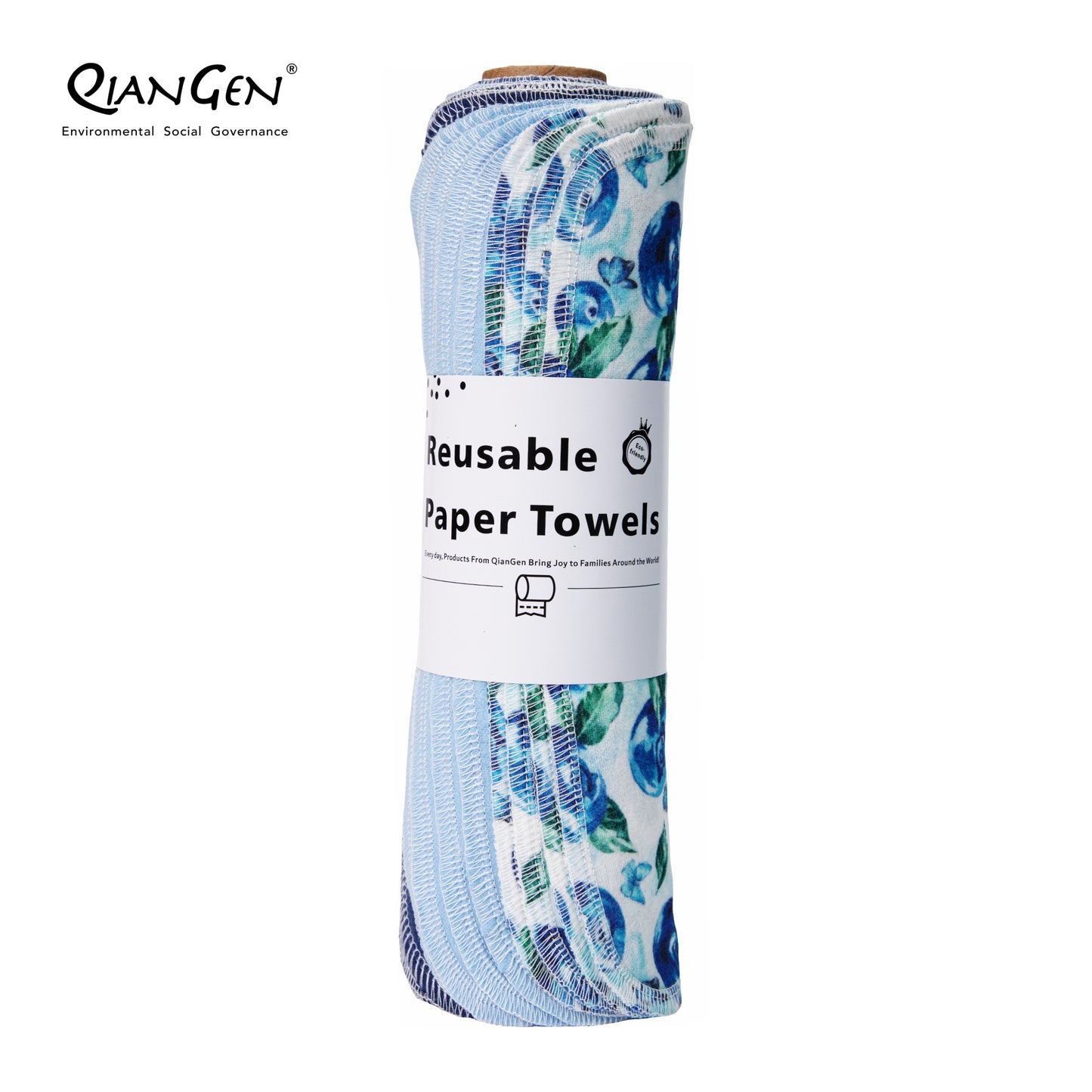 QianGen Fruit Series 10 x 12" Cloth Paper Towels - Vibrant Washable & Reusable Paper Towel | Eco-Friendly Unpaper Towels Roll for Kitchen - 24 count roll