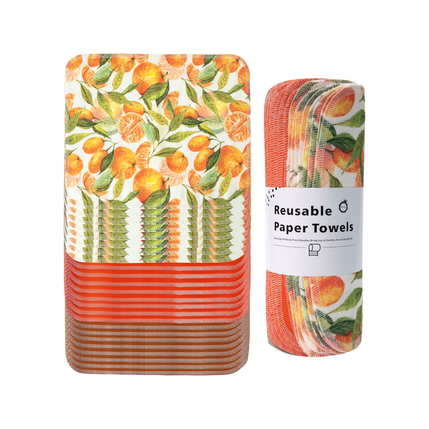 Orange citrus fruit pattern reusable towels vibrant kitchen cleaning cloth