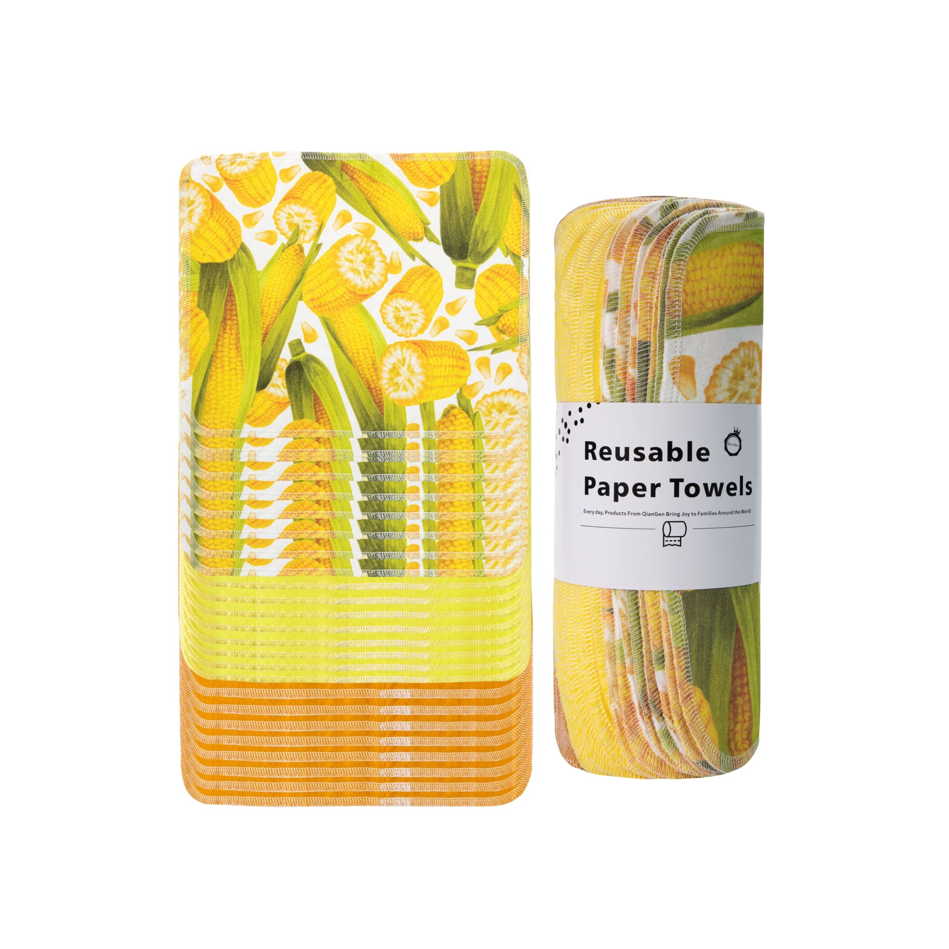 Yellow corn on the cob pattern reusable towels harvest farmhouse decor