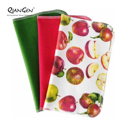 QianGen Fruit Series 10 x 12" Cloth Paper Towels - Vibrant Washable & Reusable Paper Towel | Eco-Friendly Unpaper Towels Roll for Kitchen - 24 count roll