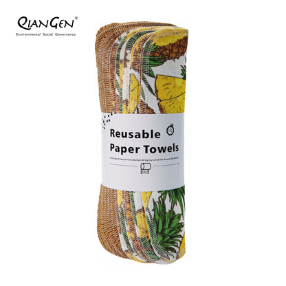 QianGen Fruit Series 10 x 12" Cloth Paper Towels - Vibrant Washable & Reusable Paper Towel | Eco-Friendly Unpaper Towels Roll for Kitchen - 24 count roll