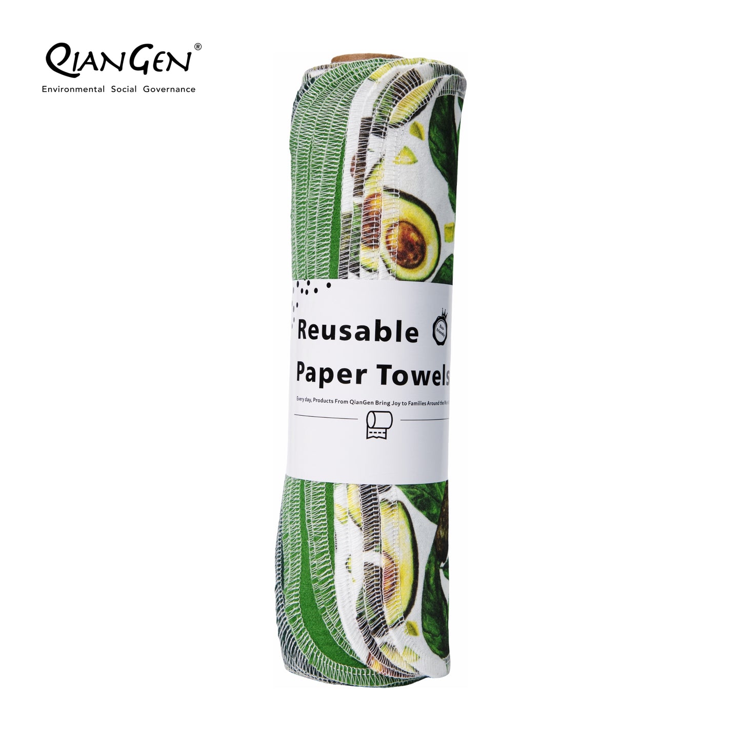 QianGen Fruit Series 10 x 12" Cloth Paper Towels - Vibrant Washable & Reusable Paper Towel | Eco-Friendly Unpaper Towels Roll for Kitchen - 24 count roll